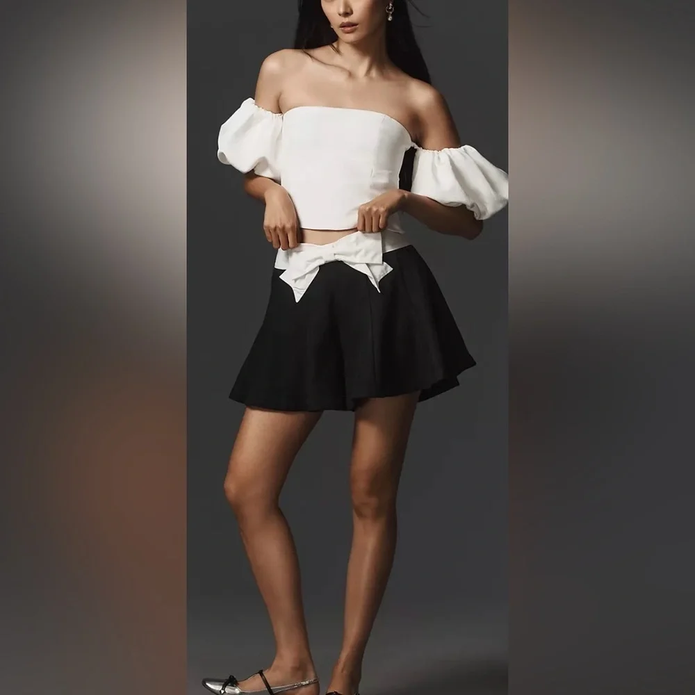 Anthropologie Maeve Black White Paneled Skirt Shorts Size [Size]
